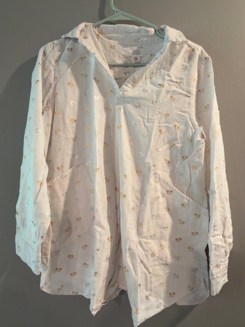 Old Navy Cream Hooded Jacket with Gold & Silver Foil Accents